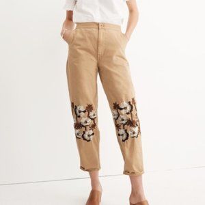 Madewell flower embroidered tapered pants